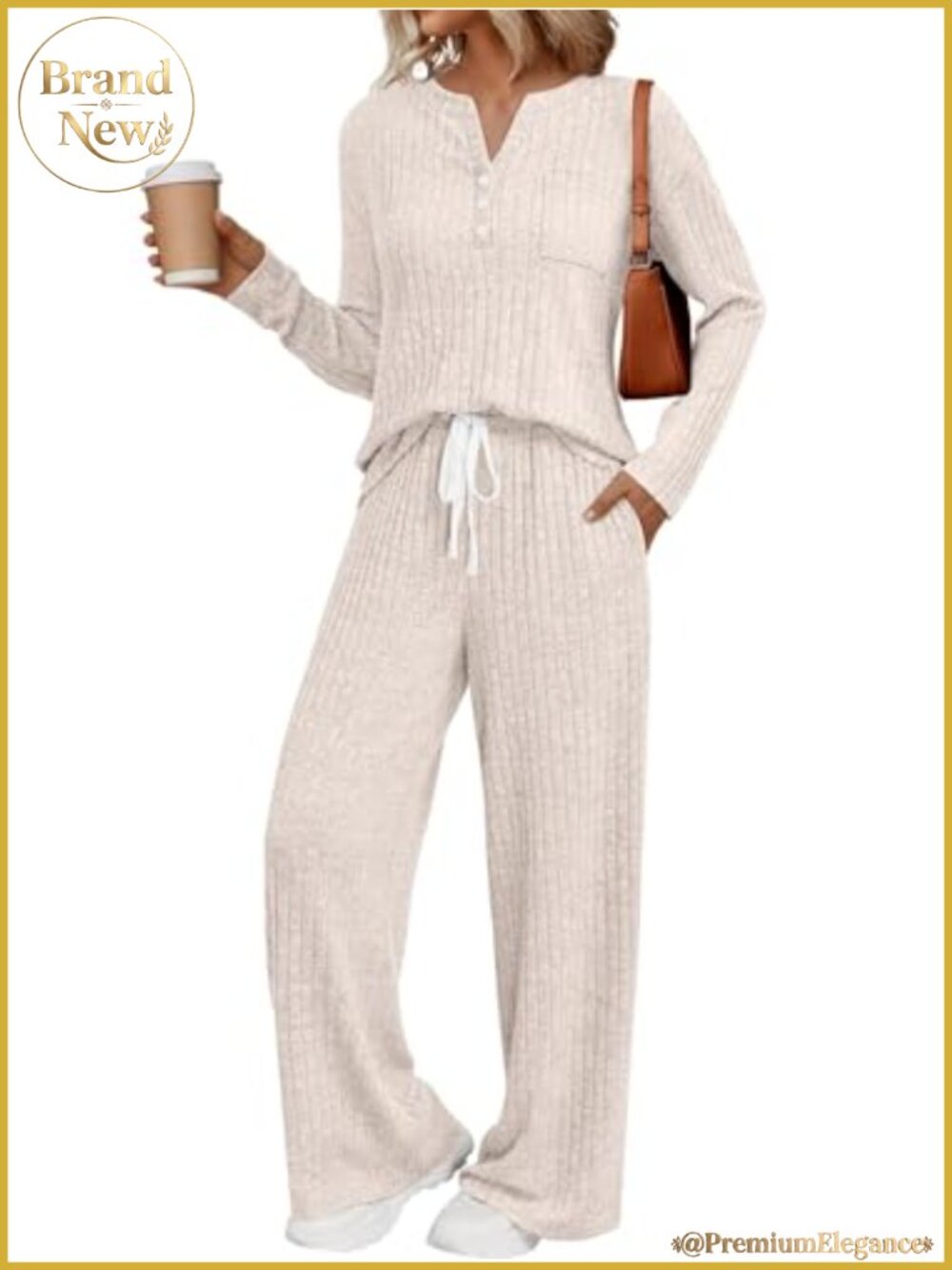 LILLUSORY 2 Piece Long Sleeve Lounge Set with Pockets Drawstring Waist